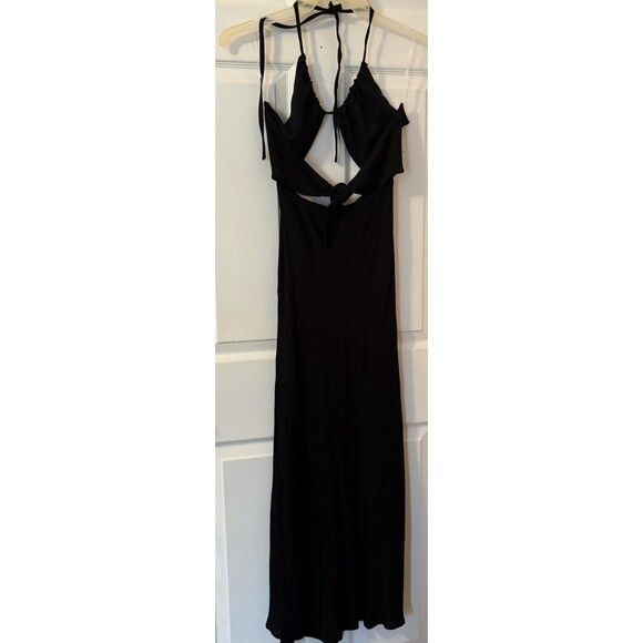 Audrey 3+1 Women Black Cutout Front Halter Midnight Hour Dress Size M Retail $51 - Picture 4 of 7